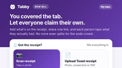 Tabby’s start screen: You covered the tab. Let everyone claim their own.